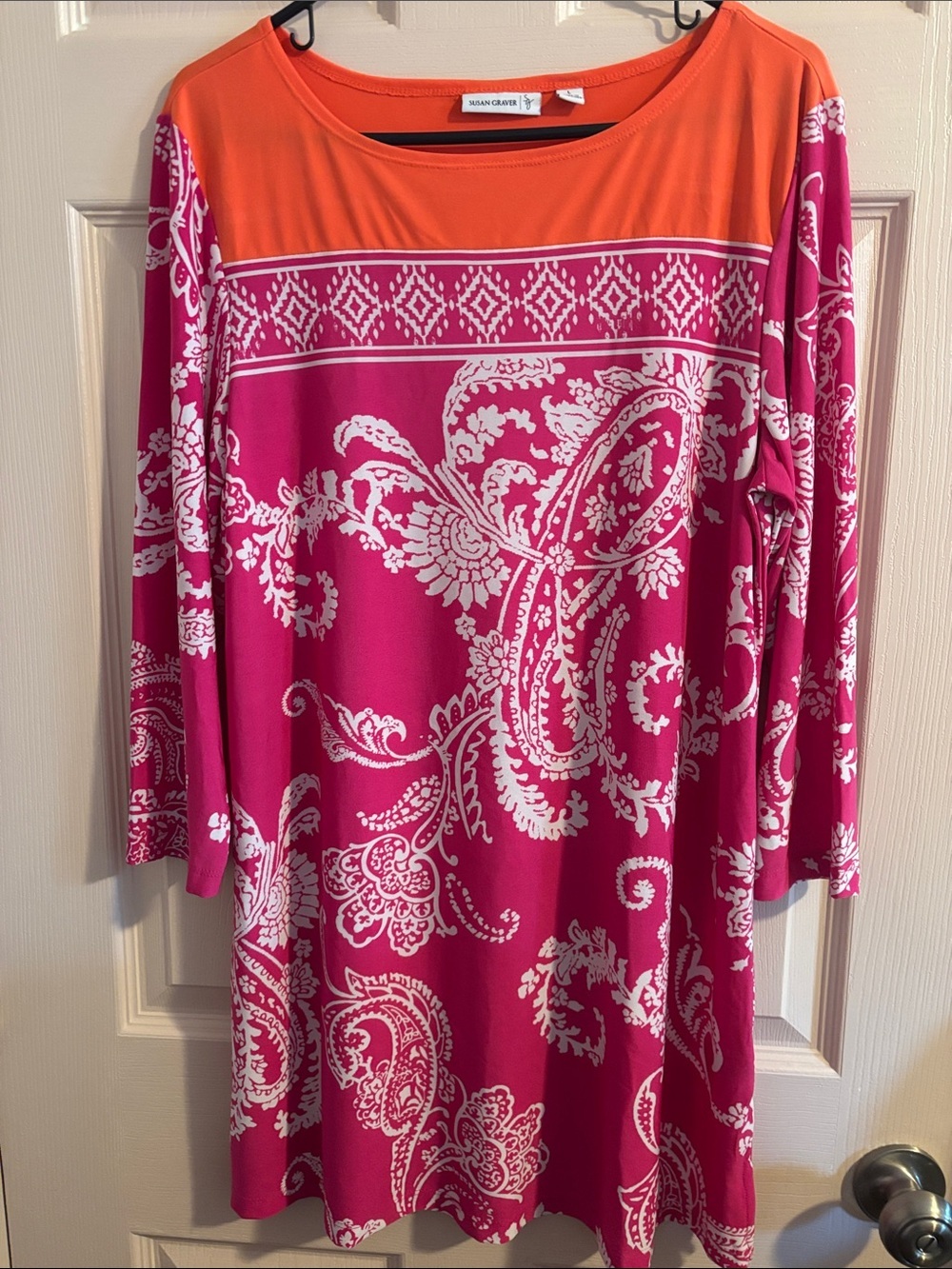 Susan Graver Hot Pink and Orange Paisley Tunic